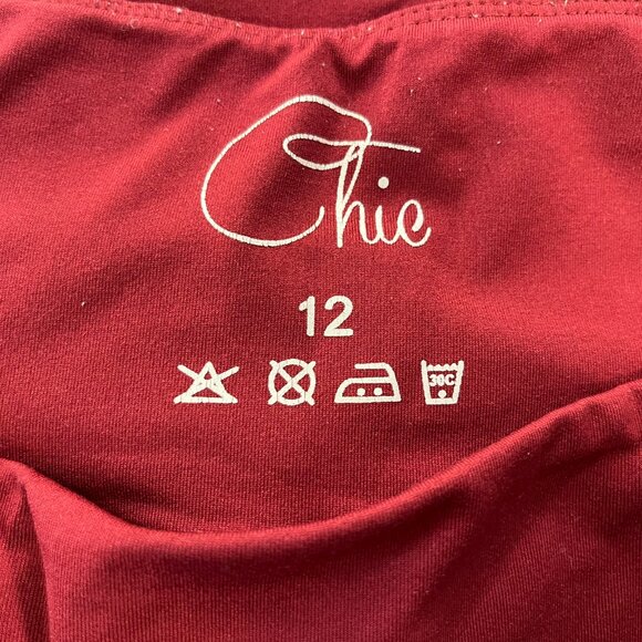 Chic Women's Burgundy Modest Skirt with Leggings - Size 12 - Picture 2 of 6